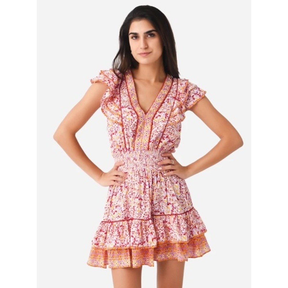 Poupette St Barth Camila Mini Dress Women's XS Floral Boho Beach Resort Summer